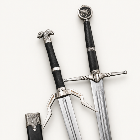 The Witcher 3 Geralt of Rivia Silver Sword – High Carbon Steel Fantasy Greatsword with Sheath